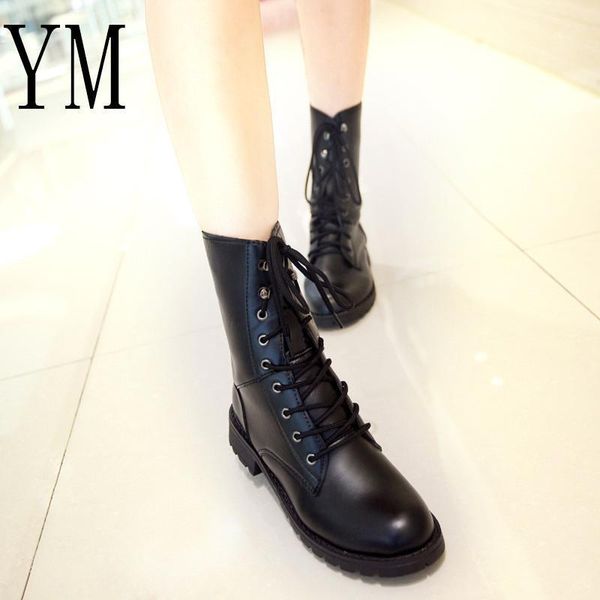 

2020 new arrival combat boots women's motorcycle gothic punk combat lovers boots female shoes size 35-421, Black