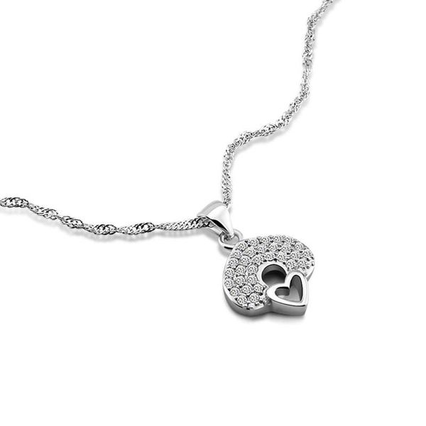 

retro short necklace female wedding jewelry heart shaped pendant luxury 925 silver wave chain for women girls birthday gift