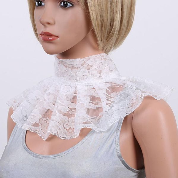 

ladies lace false collar women floral lace ruffles high neck detachable shawl fake shirt collar blouse diy costume accessories, Blue;purple