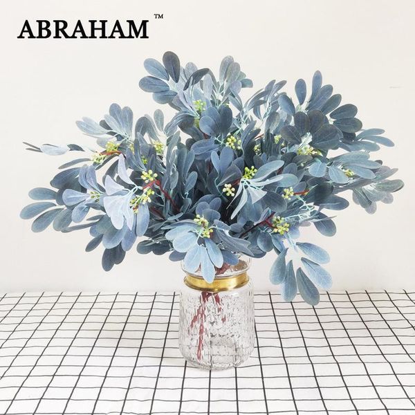 

decorative flowers & wreaths 50cm 9 fork autumn leafs bouquet silk artificial plant fake eucalyptus leaves branch for christmas wedding home