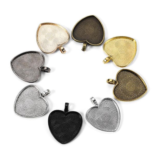 

10pcs/lot 25mm heart-shaped pendant cabochon base setting cameo findings for diy jewelry making supplies 10pcs/lot 25mm q sqcwqi, Black