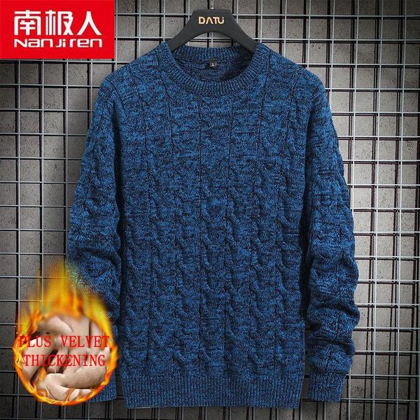 

men's sweaters nanjiren men clothing pullovers flat knitted o-neck casual solid color long sleeves warm cotton thick sweater, White;black