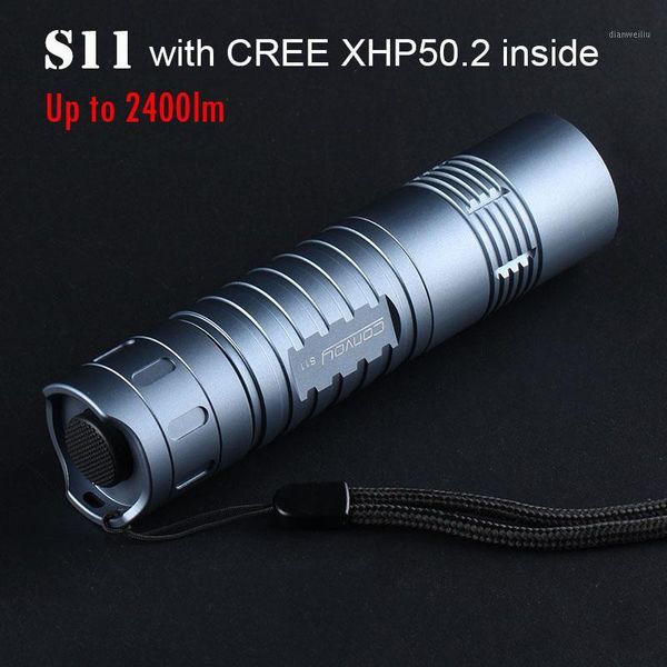 

flashlights torches convoy s11 with cree xhp50.2 2400lm led 26650/18650 blue titanium linterna torch flash light camping working lamp1