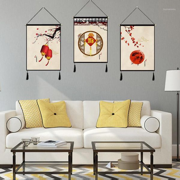 

new chinese tapestry cloth painting living room background wall hanging cloth restaurant flag1