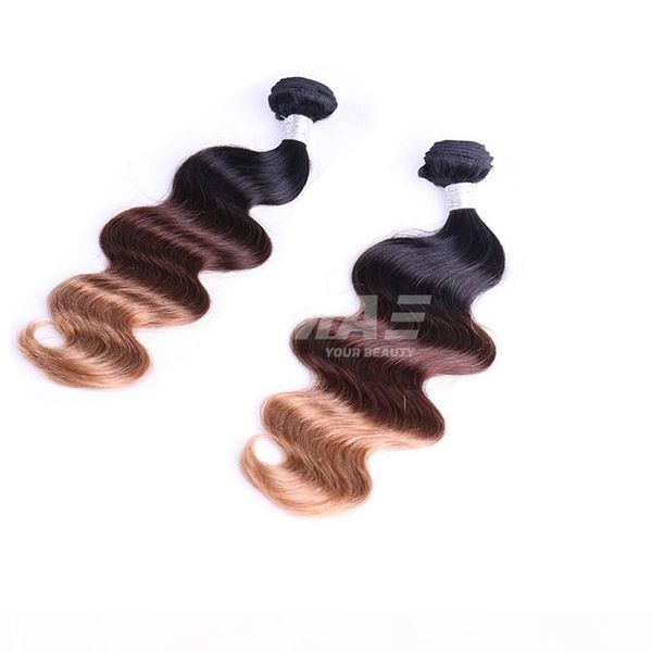 

vmae 3 bundles brazilian virgin hair body wave 3 tone t1b 33 27 ombre hair extensions 100% human hair weave factory selling, Black