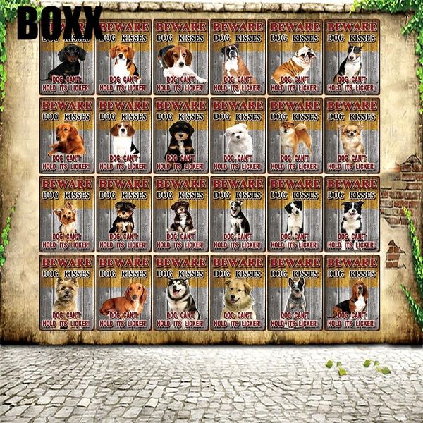

dogs golden retriever dachshund bulldog metal sign tin poster home decor bar wall art painting 20*30 cm sizer