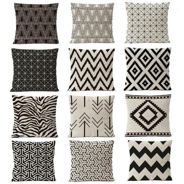 

black white geometric pillow cover case bohemia geometry pillow cushion covers home decorative sofa pillows linen case1