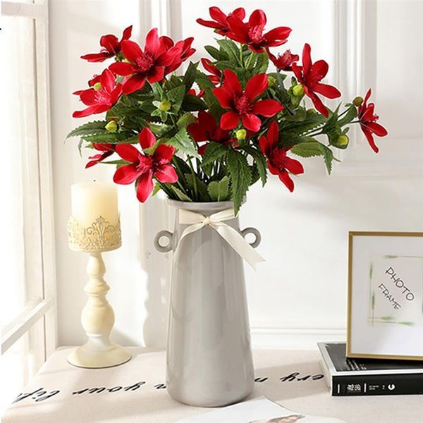 

3pcs artificial flower lifelike 3-head fake flower home decor p prop1