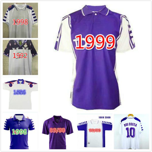 

1992 1995 fiorentina retro soccer jerseys 92 93 away white home purple gabriel football shirts batistuta uniforms vintage maglia da calcio, Black;yellow