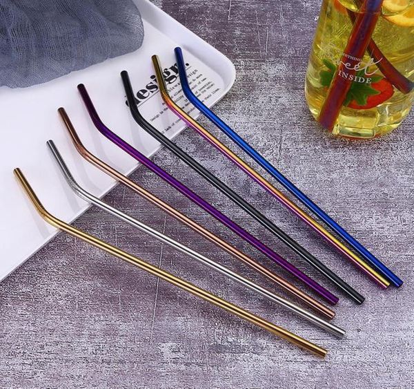 

stainless steel straw and brush reusable bend and straight metal 10.5 and 8.5 inch extra long stainless steel stra wmtngo bdesybag
