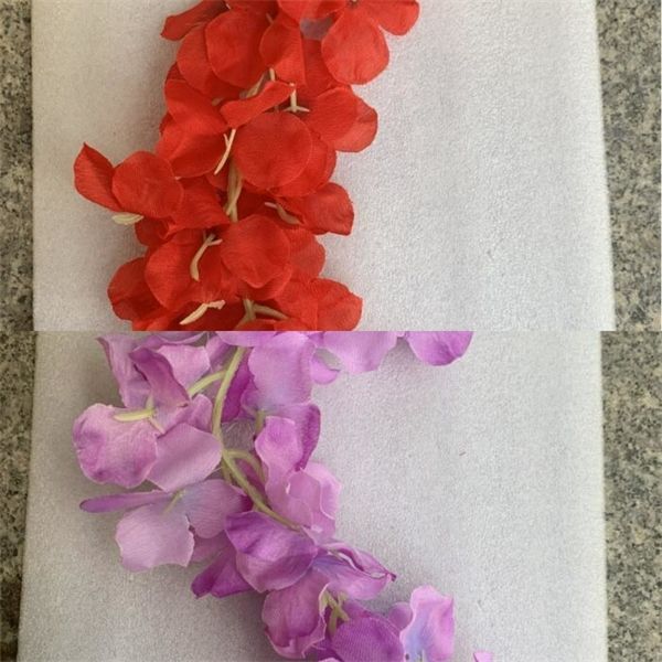

100pcs/lot 24 colors artificial silk flower wisteria flower vine home garden wall hanging rattan diy party wedding decoration c1203