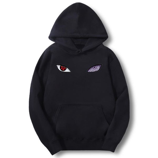 

naruto men hoody sasuke male anime japanese sharingan hip hop fleece casual men's pullover fashion harajuku cool mens sweatshirt, Black