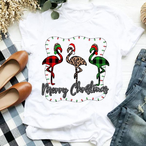 

women cartoon plaid animal clothing 90s holiday merry christmas clothes ladies graphic print tee tshirt female t shirt, White