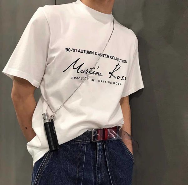 

men's t-shirts correct version of martine rose short sleeve loose letter men and women couple summer round neck bottomed t-shirt ins tr, White;black