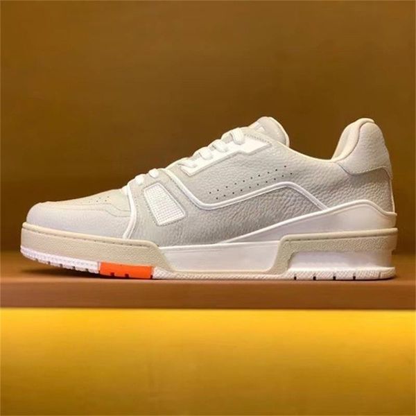 

mens vintage trainers sneaker lace-up calf leather casual shoes platform sneakers black white fashion flat trainers with box 268