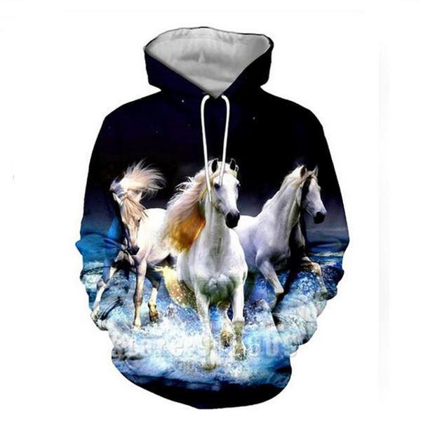 

animal horse 3d all over print tracksuits hoodies women men k27, Gray