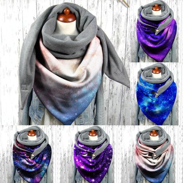 

scarves 2021 fashion women starry sky printing button soft wrap shawls head face neck gaiter winter outdoor warm scarf, Blue;gray