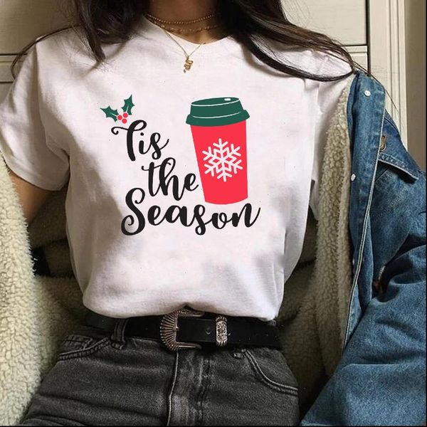 

women print holiday coffee season cute christmas womens tees ladies graphic female lady t shirt t shirt t shirts, White