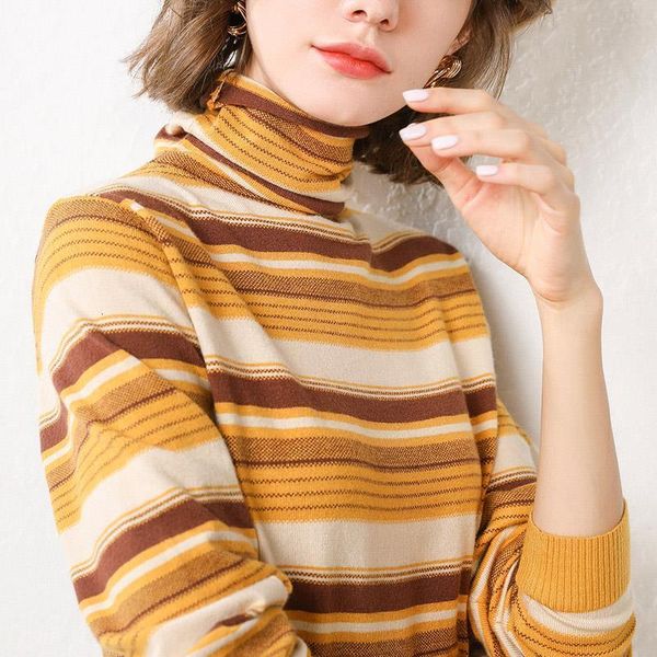 

turtleneck sweater women stripes blouses knitted sweaters fashion jacket long sleeves short elegant fashion pullover drop shipping, White;black