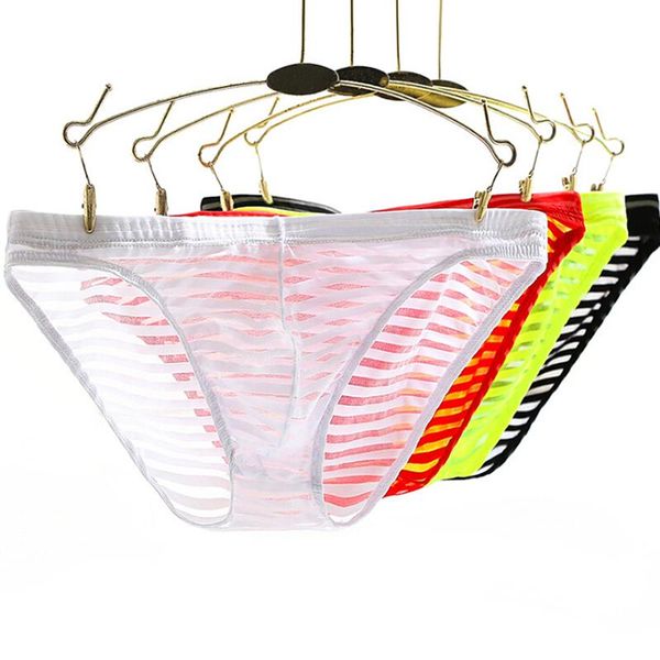 

men's brief male viscose transparent low-waist briefs panties mesh gauze breathable underwea, Black;white