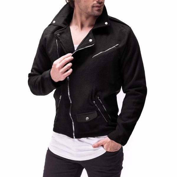 

design motorcycle jacket men casual zippers woolen jackets male outwear fashion biker jacket casaco masculino, Black;brown