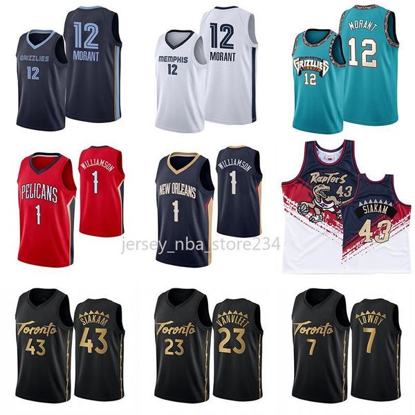 

ncaa zion 1 williamson ja 12 morant pascal 43 siakam fred 23 vanvleet kyle 7 lowry men college basketball jerseys, Black;red