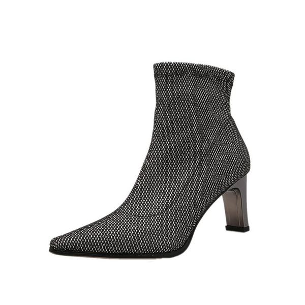 

2021 new women ankle boots high heels shoes short plush warm autumn winter pumps sequined cloth bling ladies woman fashion 1 i5py, Black