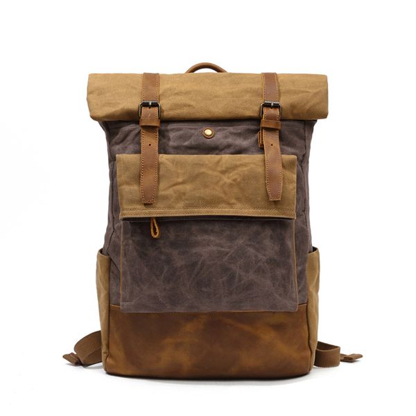

закрытый портативный холст рюкзак мужской винтажный колледж bagpack большая сумка для путешествий доказательство dwater контролируемая вода