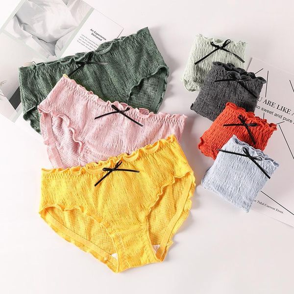 

women's panties japan style cotton women bow lingerie female solid health sleep briefs and 7 color comfort breathable underwear1, Black;pink