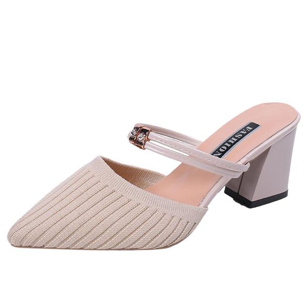 

dress shoes sagace women high heel sandals summer fashion causal slip on for square pointed toe sandal heels, Black