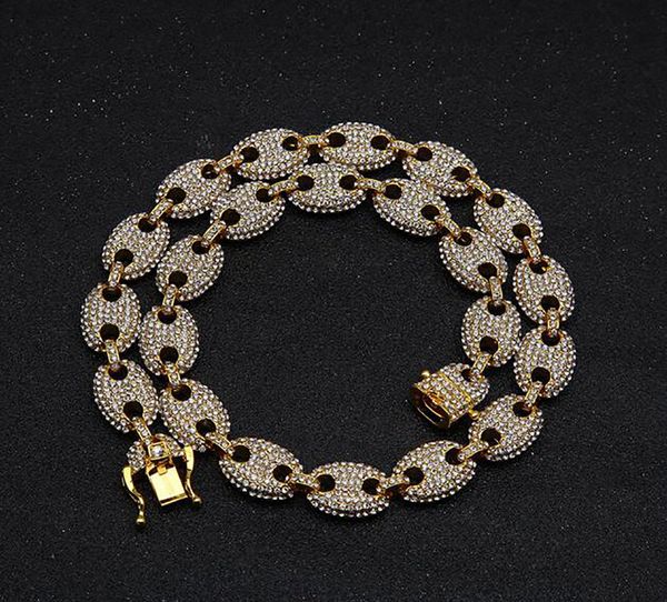 

2019 men's hip hop gold plating marine link iced out bling chain necklace 8inch 16inch 18inch 20inch 22inch 24inch link chain bracelets, Silver