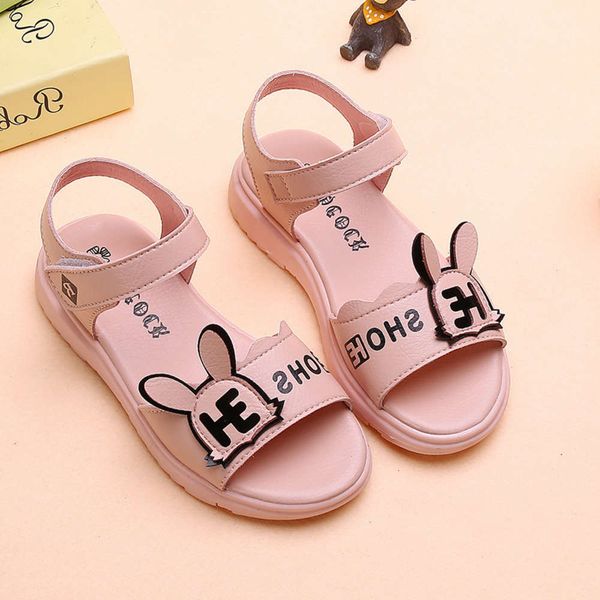 

2020 girls' sandals summer new korean princs rabbit head middle school little girl's baby antiskid children's sho, Black;red