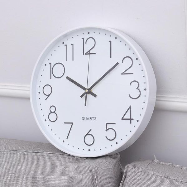 

wall clocks hanging clock 3d numbers scale mute living room without battery (white)