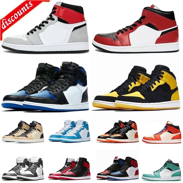 

selling jumpman 1 high og light smoke grey womens mens basketball shoes 1s game royal 90 unc with blue mark designer sneaker
