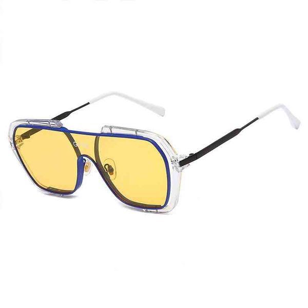 

sunglasses chen weiting's same personalized large frame new double circle conjoined piece fashion square net red men's, White;black
