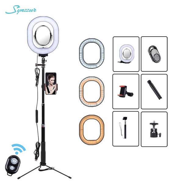 

ring light led warm & cold selfie dimmable pgraphy light ring lamp with phone holder for live youtube video led kit