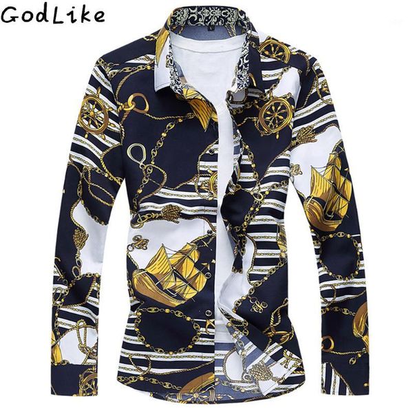 

men's flower shirt 2017 autumn fashion print long sleeve shirts men luxury mens casual shirt work office shirts 7xl1, White;black