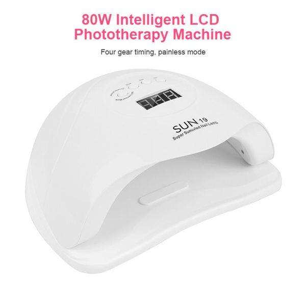 

sun19 nail lamp 80w nail uv varnish led lamp lcd display polish gel dryer cure manicure machine art tools