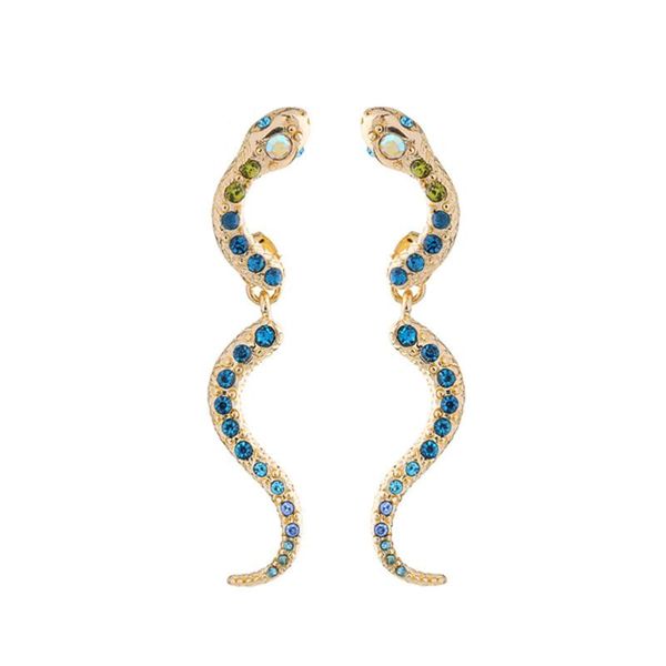 

mini snake earring stud tiny diamonds pave setting colorful snake shape trendy earrings(gold), Golden;silver