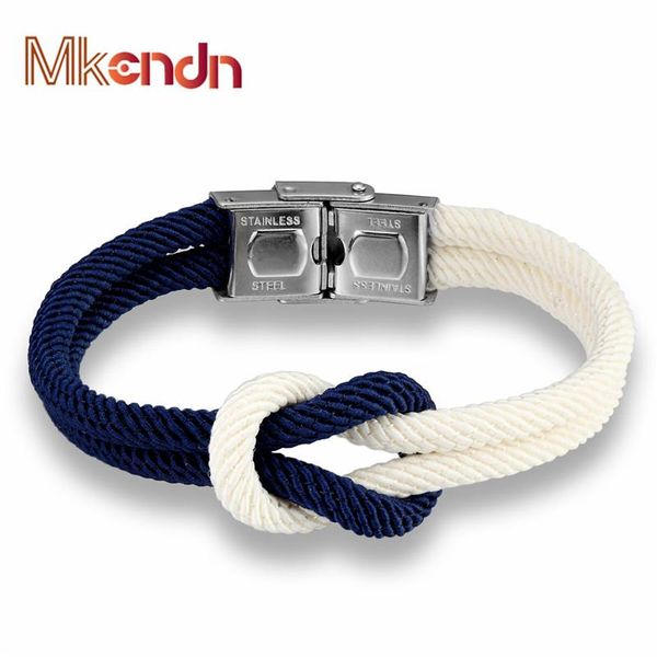 

mkendn high quailty men women macaron color knot leather stainless steel buckle navy style friendship jewelry pulseras wmttlw