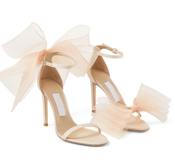 

elegant aveline women sandals mesh bows stiletto heel ankle strap bridal party dress lady pumps black white red nude eu35-43 2022 1top