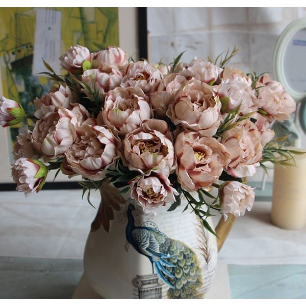 

shabby chic bouquet european pretty bride wedding small peony silk flowers mini fake flowers for home decoration indoor f bbytdl