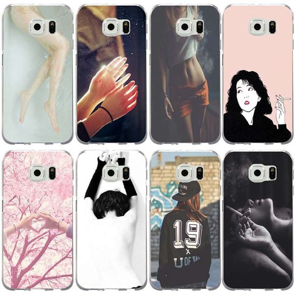 

personality smoking girl soft silicon phone cases for samsung galaxy note 2 3 4 5 8 s2 s3 s4 s5 mini s6 s7 s8 s9 edge plus