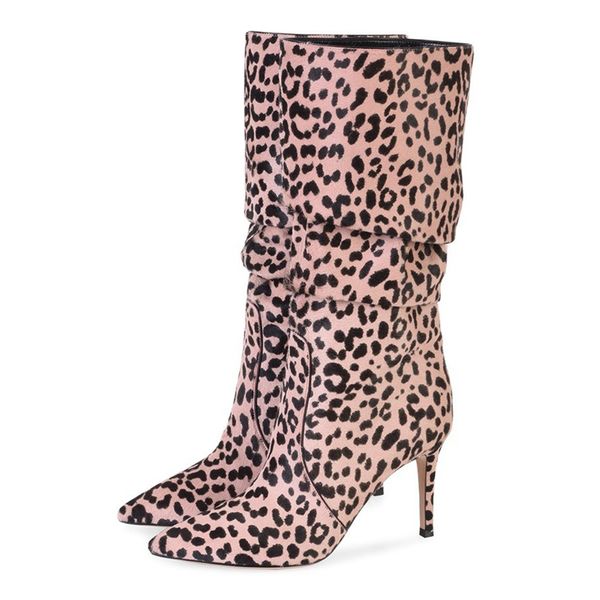 

autumn new women leopard shoes of high leaping europe tag pointed foot finer leaves meade mode party boots zl7o, Black