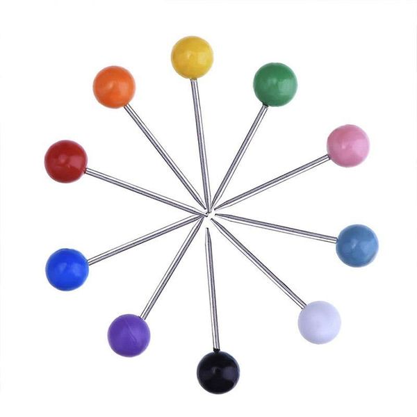 

500pcs colorful 11mm sewing head pin round pearl straight pins stainless steel +pvc multicolor craft pins needle sewi jllwha, Silver