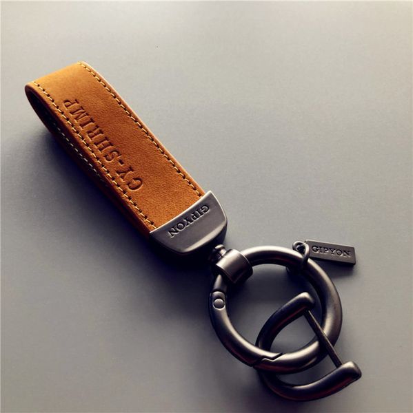 

cow leather car creative personality simple key chain ring men and women lovers rope waist hanging, Silver