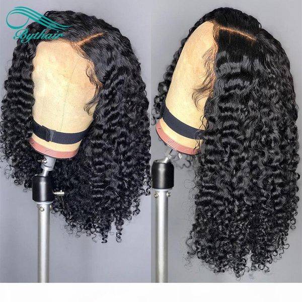 

bythair brazilian deep curly human hair wigs brazilian curly lace front wigs glueless full lace wigs bleached knots, Black;brown