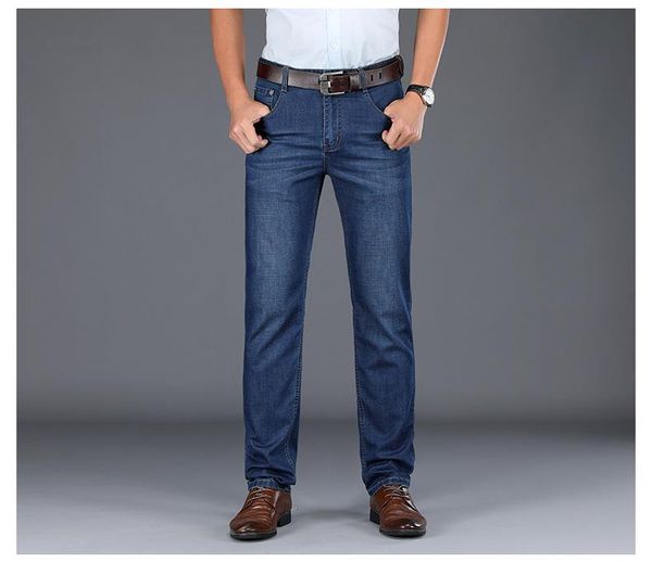 

x107-spring and summer jeans men's loose straight tube men's pants business pants, Blue