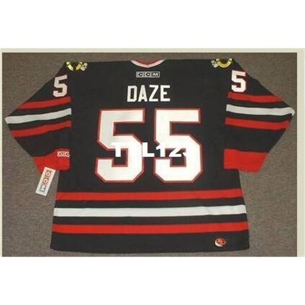 

mens #55 eric daze chicago blackhawks 1998 ccm retro alternate hockey jersey or custom any name or number retro jersey, Black