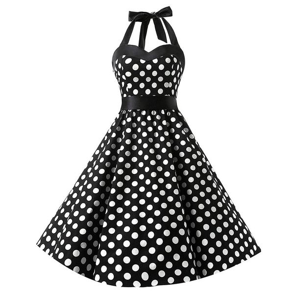 

retro dot sleeveless slim dress, Tan;black